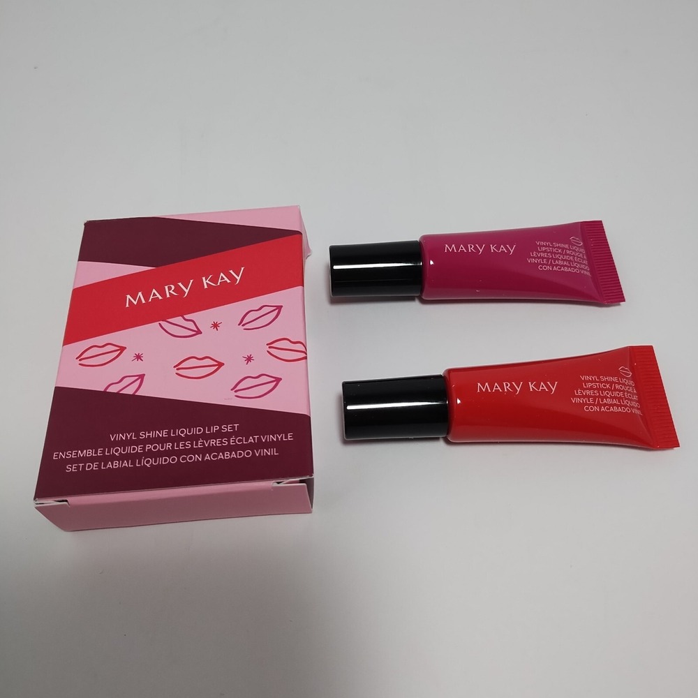 Mary Kay Vinyl Shine Liquid Lip Set - Luminous Red And Vivid Berry New In Box